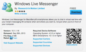 Windows Live Messenger for Blackberry